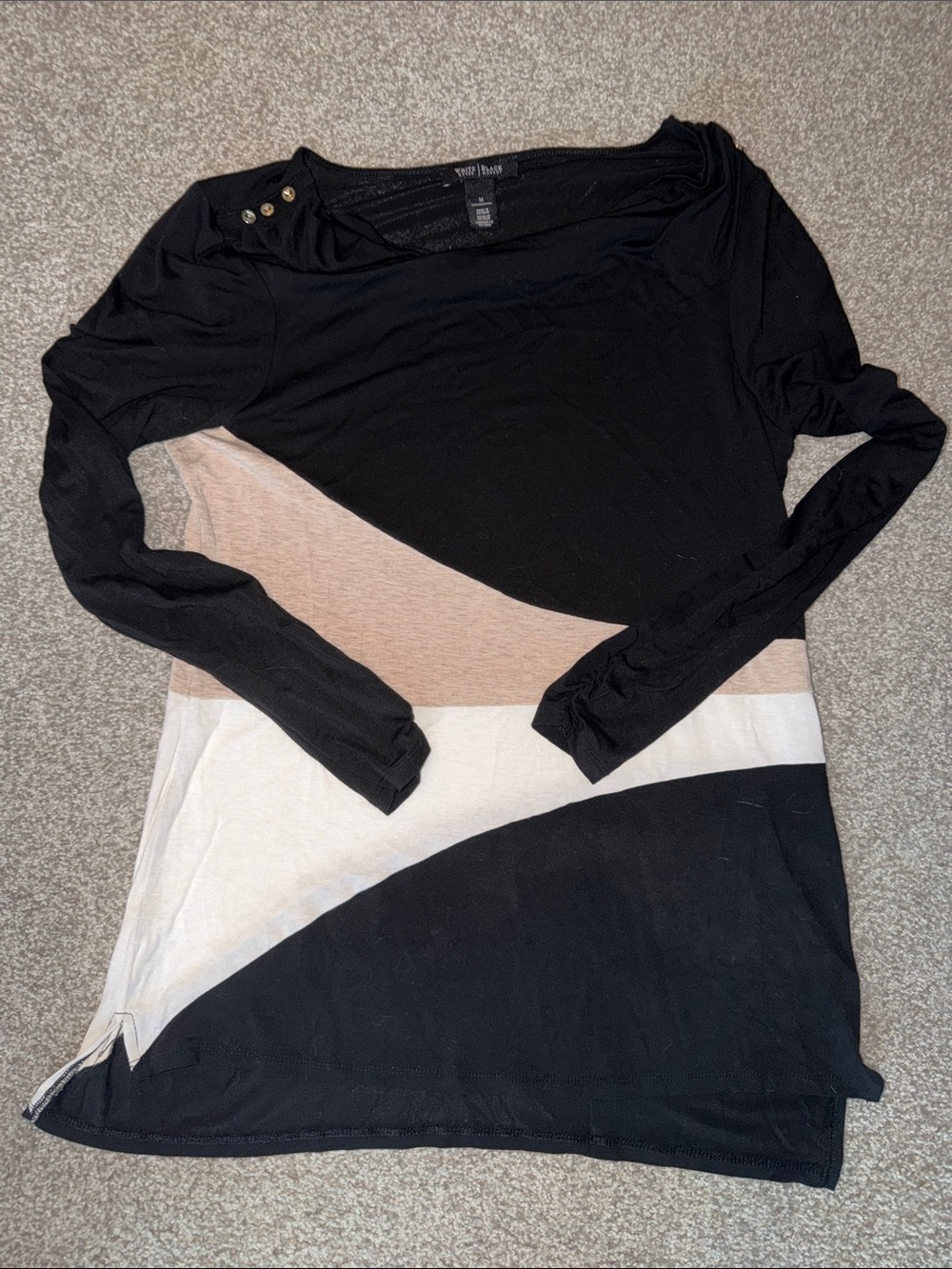 White House Black Market Colorblock Long Sleeve Tunic Top - M